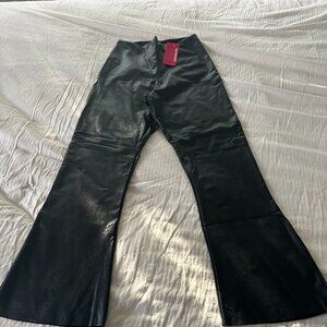 Faux leather flared pants